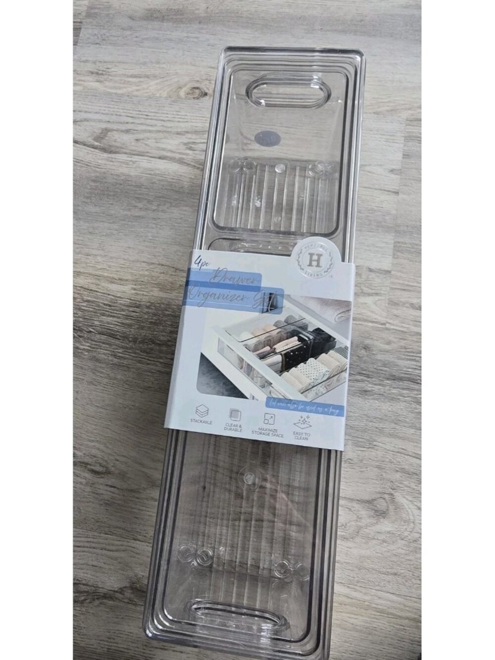 Drawer Organize Clear Acrylic Storage Trays for Makeup Office Personal New 4 Pc